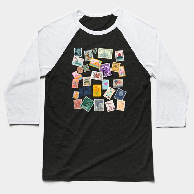 Stamps , travel adventure Baseball T-Shirt by Funtomass